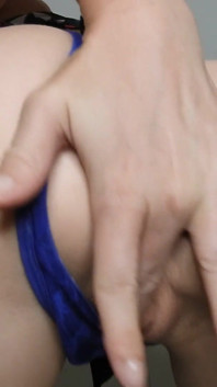 Squirt Soaked Blue Lace Thong Play