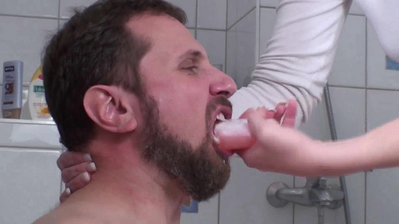 Femdom Austria: Cleaning Joschi's mouth with a soap