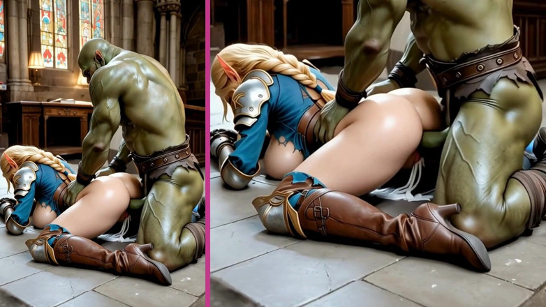 Waifu hentai narrated: Blonde Elf Babe Gets a Pounding From the Orc King's...