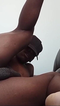 Black Gay Guy Gets Fucked by White Cock Dildo While Showing Nasty Feet