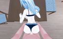 Hentai Smash: Sae Niijima让她的双腿张开，从你的第一人称视角在桌子上性交 - 人格 5 成人动漫