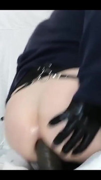 Anal Masturbation with Latex Gloves