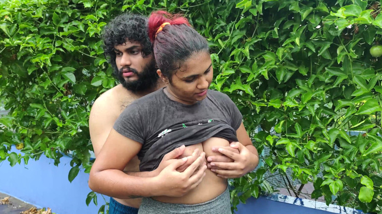 Vaigavarun45: Out Door Terrace Rain Romance with Boobs Suck and Boobs...