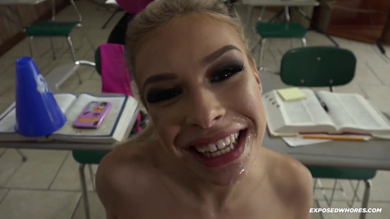 Exposed Whores Media: Big booty Latina cheerleader carmen sucks her teachers cock for...