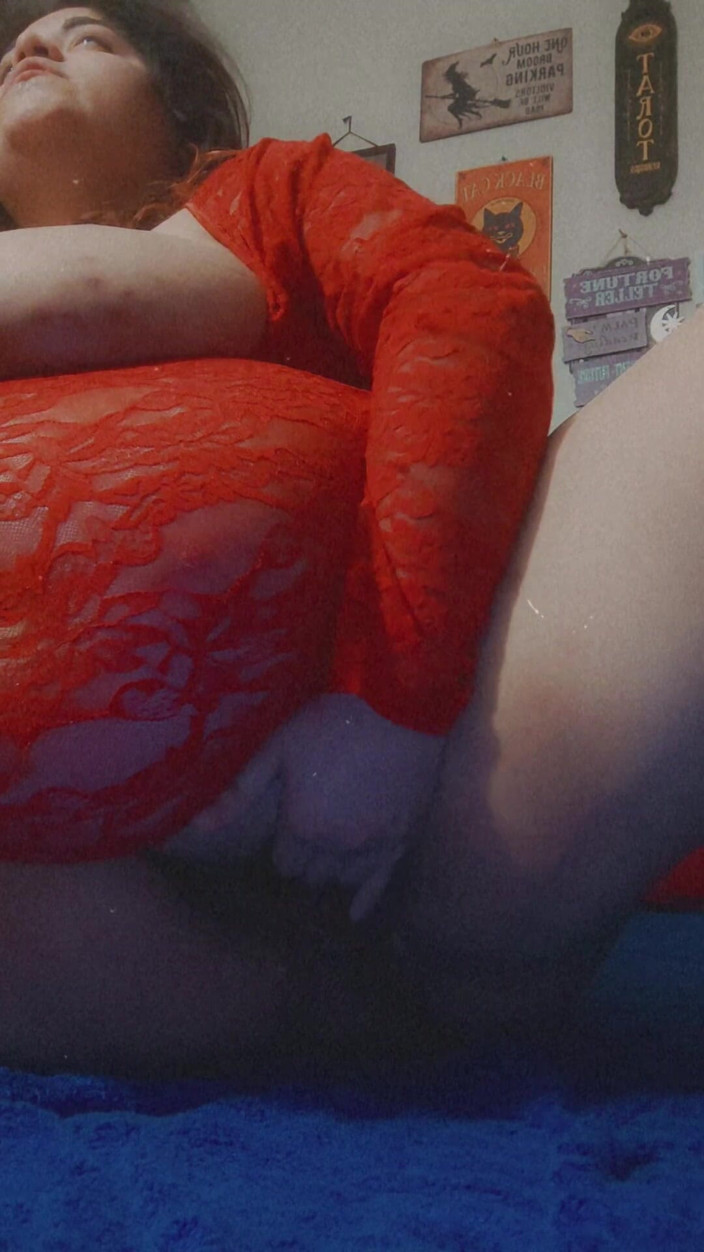 Domina Succubus: In Lace Red Dress Playing with My Pussy
