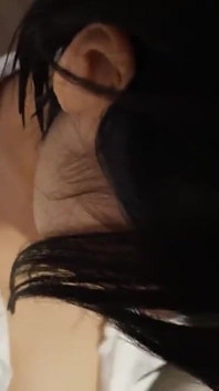 Hot Asian babe milking a cock and finishes with facial