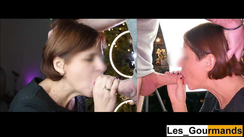Les Gourmands: 4k - yakın çekim çifte görünümde rujlu orta yaşlı seksi kadın harika sakso çekiyor...
