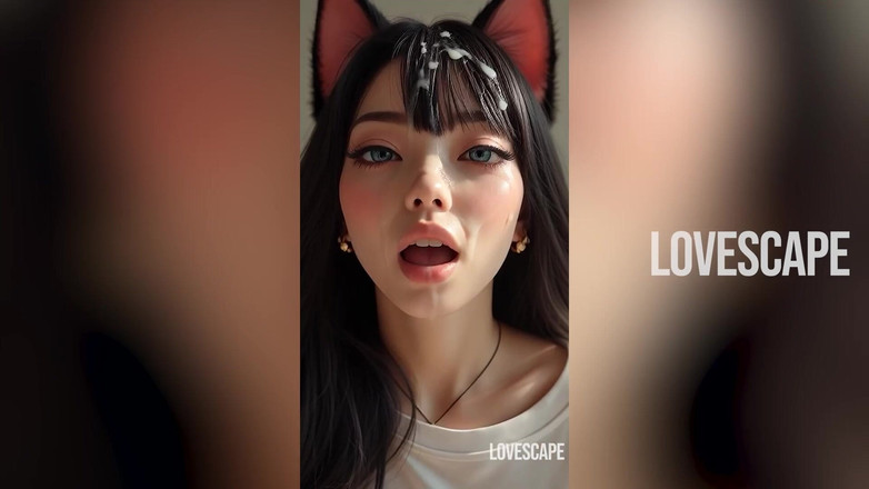 Lovescape: Geiles catgirl im schlafzimmer lautes stöhnen &amp;betteln endet mit großem abspritzen