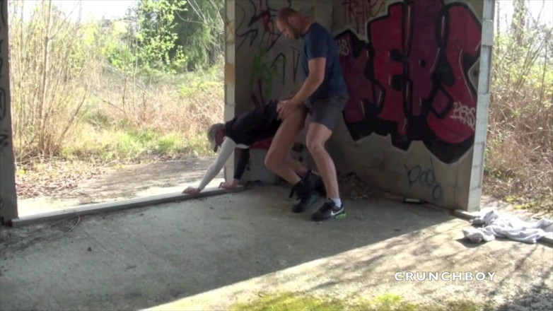 Raw French Bad boys: Arab slut fucked by bear xxl cock in exhib