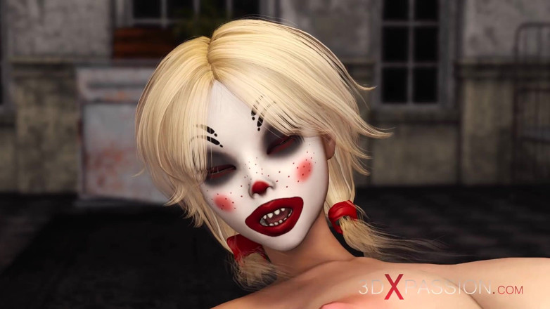 3dxpassion: Joker šuká drsnou roztomilou sexy blondýnku v masce klauna v opuštěné...