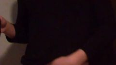 Skinny Teen with Glasses Full Bladder Standing and Pee on the Floor