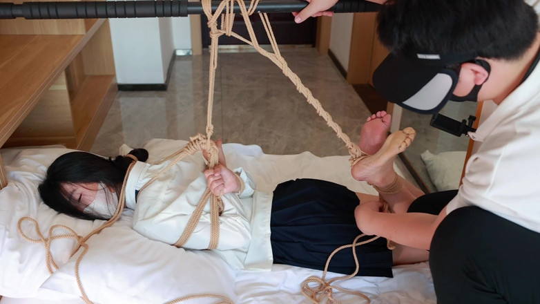 Asian bondage: My Barefoot Girlfriend Was Hanging From a Crossbar, Playing with...