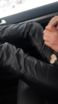 Peeling Orange Long Nail Leather Pants