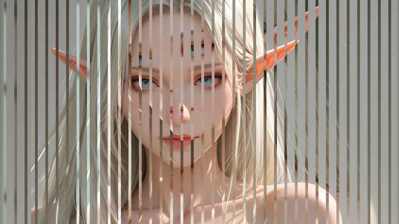 LustRender: Lustrender diashow: schöne nackte elfenkopf, turn right art - ai video