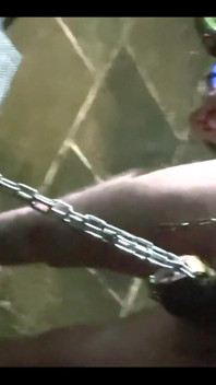 Punished Rod by Leaving Him Outside Blindfolded and Chained to the Drainpipe by His Chastity Cage X