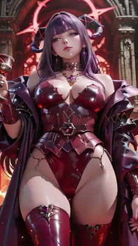 보라색 머리 악마의 여왕! 마그마 왕좌의 금지된 잔치, 뜨거운 피부에 달라붙는 붉은 색 갑옷!