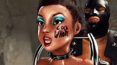 3dxpassion: Maskovaný muž šuká tvrdě dvě spoutané vysokoškolačky ve sklepě