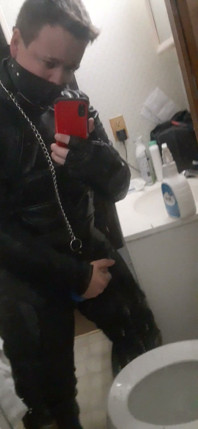 Leather Biker Jerking off in Leather Suit