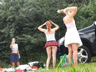 Under Their Mini Skirts No Panties Girls Try on Haul with a Big Ass Blonde a Skinny and Hot Sexy Redhead with a MILF