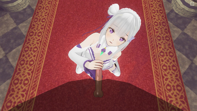 H3DC: 3D HENTAI. Emilia trekt je pik af en raakt haar...