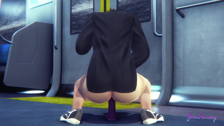 Yaoitube: Yaoi Femboy - Seth používá své dildo v metru