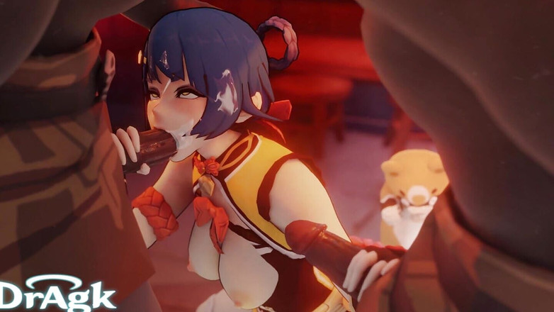 DrAgk: Xiangling bir grup hilichurls'u emiyor sonra sert sikiliyor ve dölleniyor...