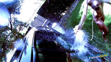 Big Boobs at Play: Sexy babe washing car turns into rough pussy fuck