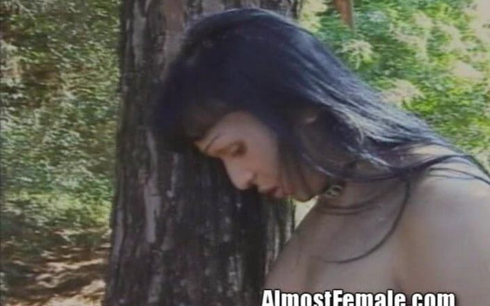 Almost Female: Peluda bunda comendo travesti fodida por pau da floresta de árvores...