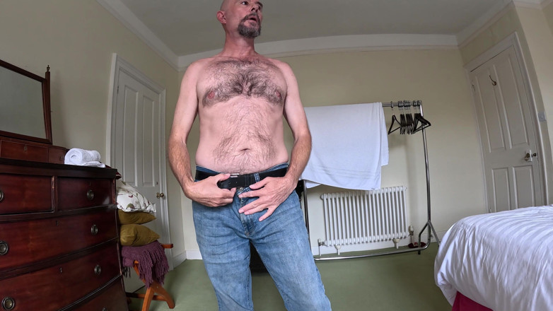 Rockardglans: Big Uncut Cock Naked Hotel Room Wanking, Close up Creamy...