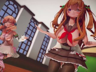 Mmd anime girls: Mmd R-18 anime cô gái khiêu vũ sexy clip 258
