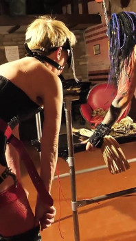 Slut Kika was tied up and whipped by two Mistress