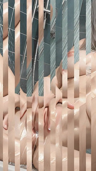 Landebahn Verführerin masturbiert mit Ahegao in dampfender Dusche