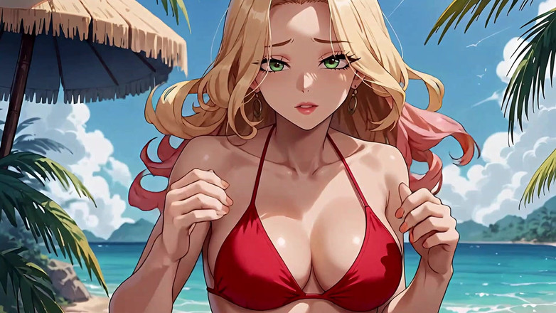 Goddess Topless: Liburan valentine karibia, anime hentai pov