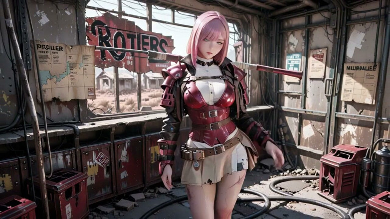 Seraphina Vale: Pink-haired Mech Warrior! the Cold Beauty of the Wasteland