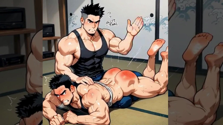 Real narrated fantasy Hentai: Spanking Session for Round Male Buttocks. Yaoi 3D Hentai Animation.