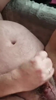Bear Jerks off with Cum on His Feet