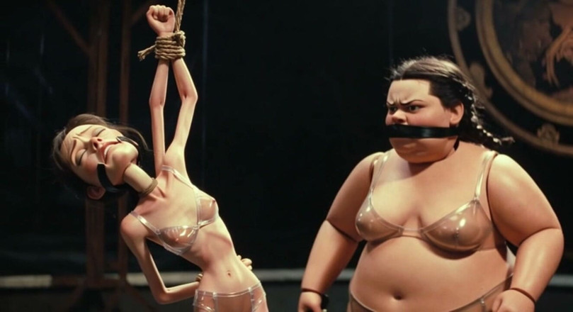 YOUR BEST FANTASY: Skinny Slave in Bondage Whipped by Fat SSBBW Mistress