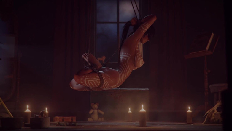 Velvixian 3D: Lara croft bondaj - canavarla göster