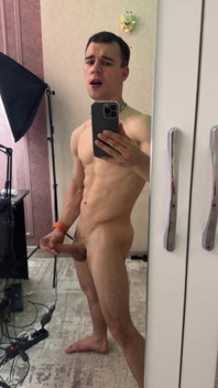 Moaning While Jerking off in Front of the Mirror