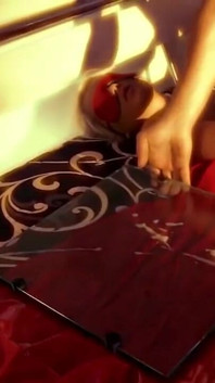 Slave Tied to the Bed and Blindfolded Has Sex with Her Master
