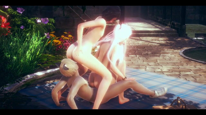 HentaiTubes: Dua hentai seksi - wanita berkongkek dalam seks bertiga - anime manga...