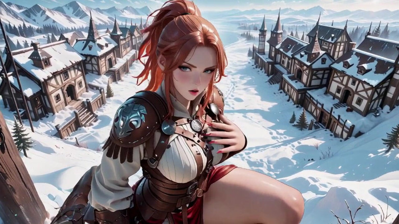 Tay Swift X: Illicit Leather Armor Seduction in Medieval Village. Cold Queen Unzips...