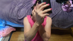 Daphne Pours Cum on Her Face and Rubs It All Over Her Lips thumbnail