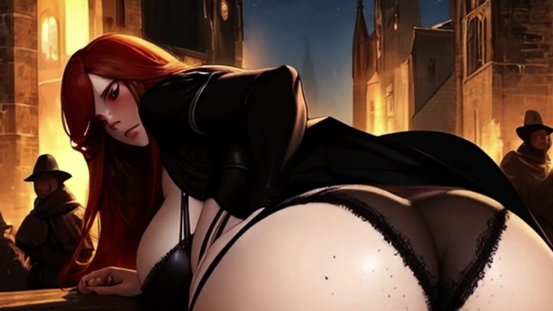 Spicy Toons: Mame sexy albe medievale țâțoase sug o pulă neagră mare pe...