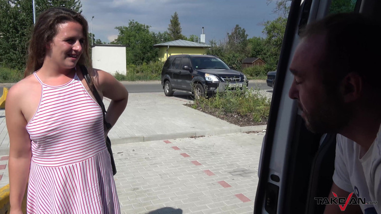 Take Van: Chubby babe get fed with fresh jizz after van sex