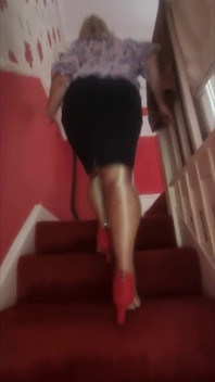 Gold Crotchlesstights Walking up the Stairs 001-f-v-1-boobs