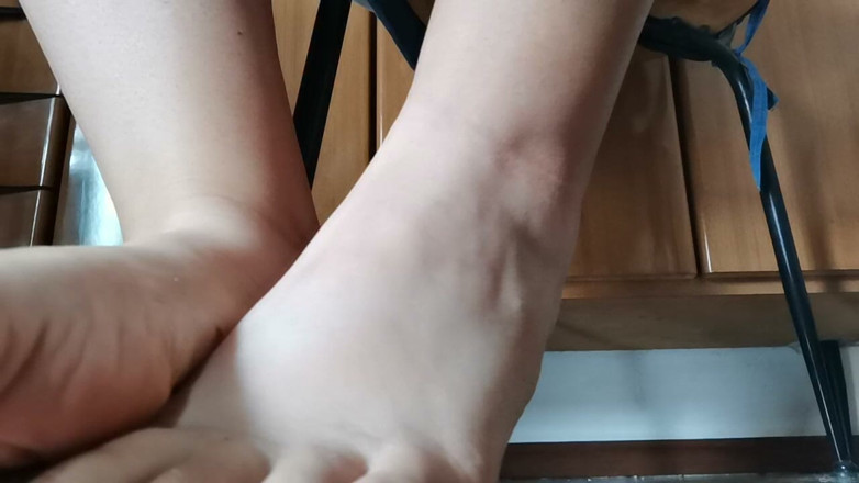 Nicoletta Embassi: Under the Table POV White Slippers &amp; Dining Feet Cam