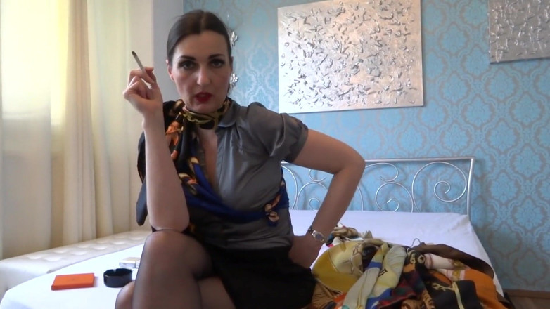 Lady Victoria Valente: POV. Cum in the silk scarf. Scarfwanker
