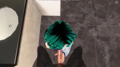 H3DC: 3D hentai dívka s modrými vlasy sála spolužáka