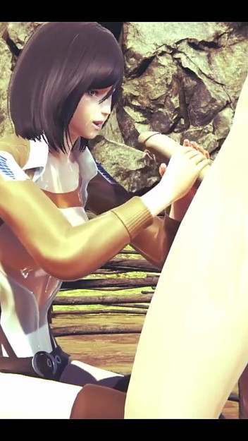 On Titans Hentai - Mikasa Do a Handjob with Cum in Her Face and Uses a Dildo - Manga Anime Japanese Asian Game Porn